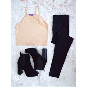 Hot Gal Suede Nude Cropped Tank Top